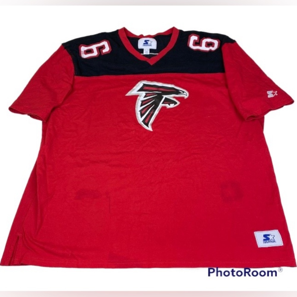Atlanta Falcons Starter Adult 3X Shirt Red Black Logo Short Sleeve V-Neck Cotton